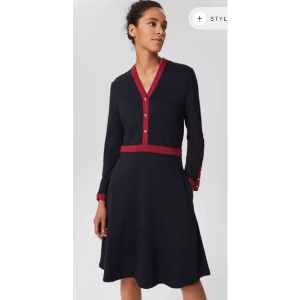 Hobbs of London Ada Ponte Dress Navy Size 6  H